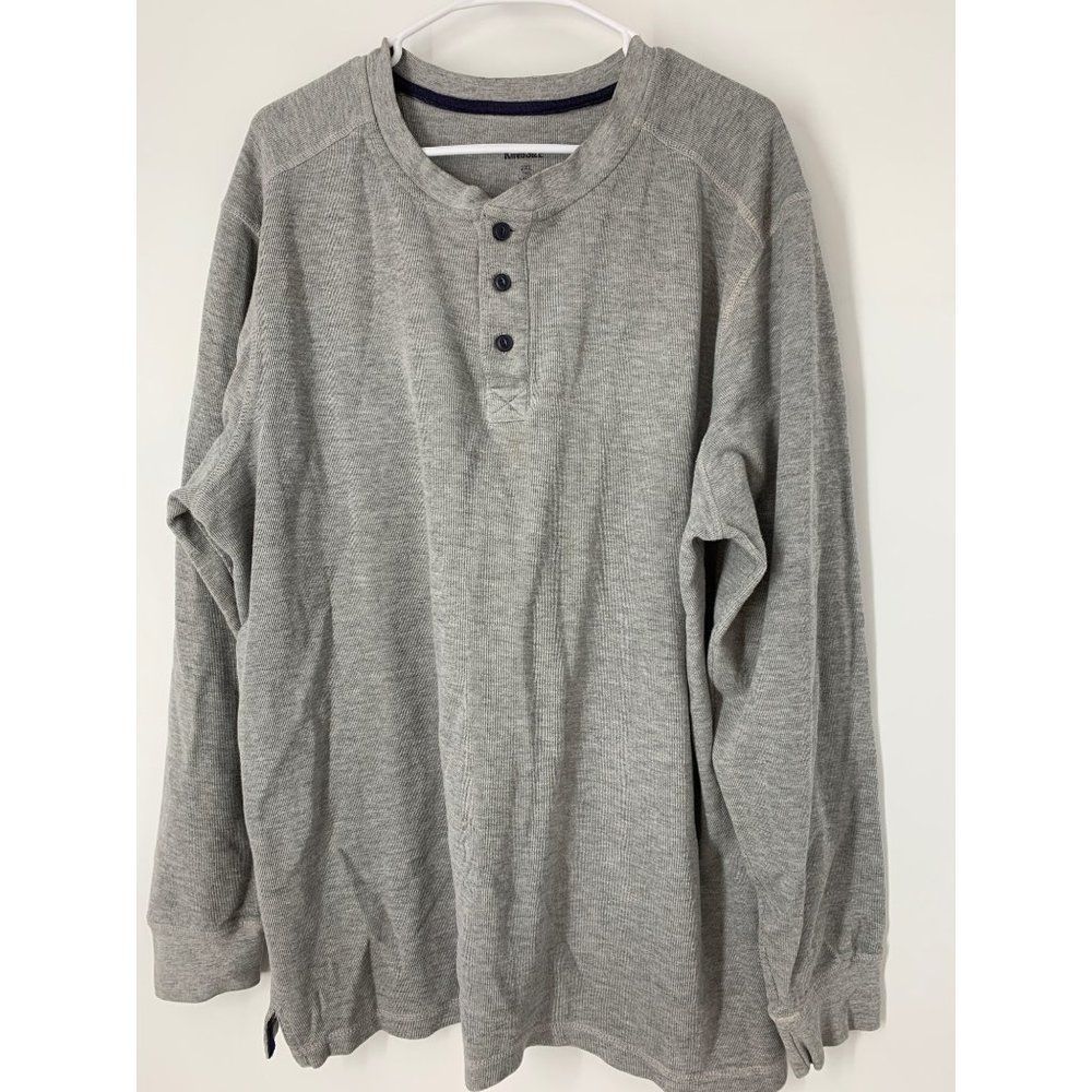 Men’s king size 2XLT gray thick Henley thermal top 5610